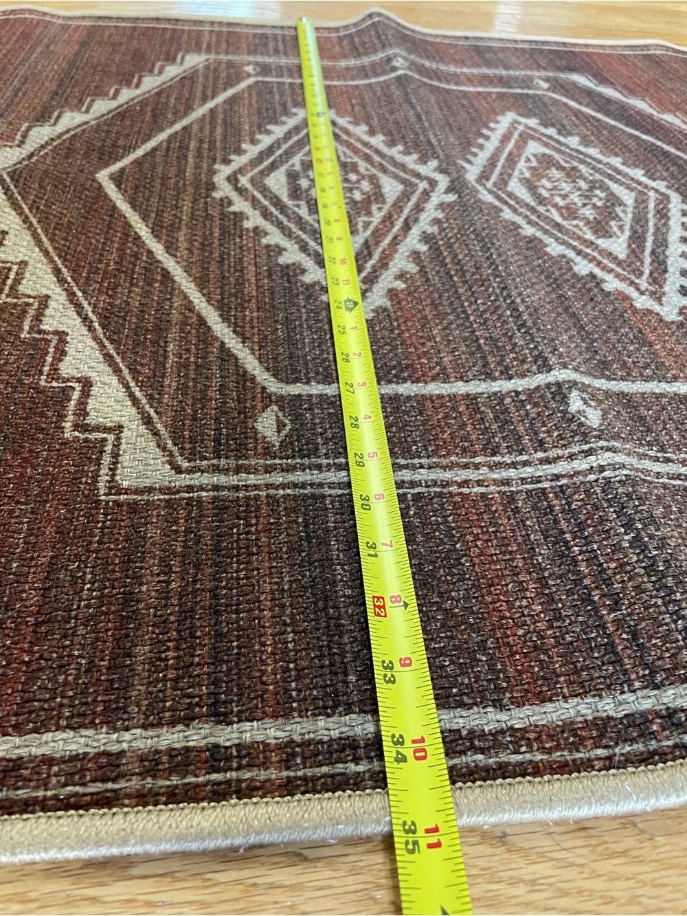 Ruggable Area Rug Cover-Rust Red Geometric - Picture 6 of 7